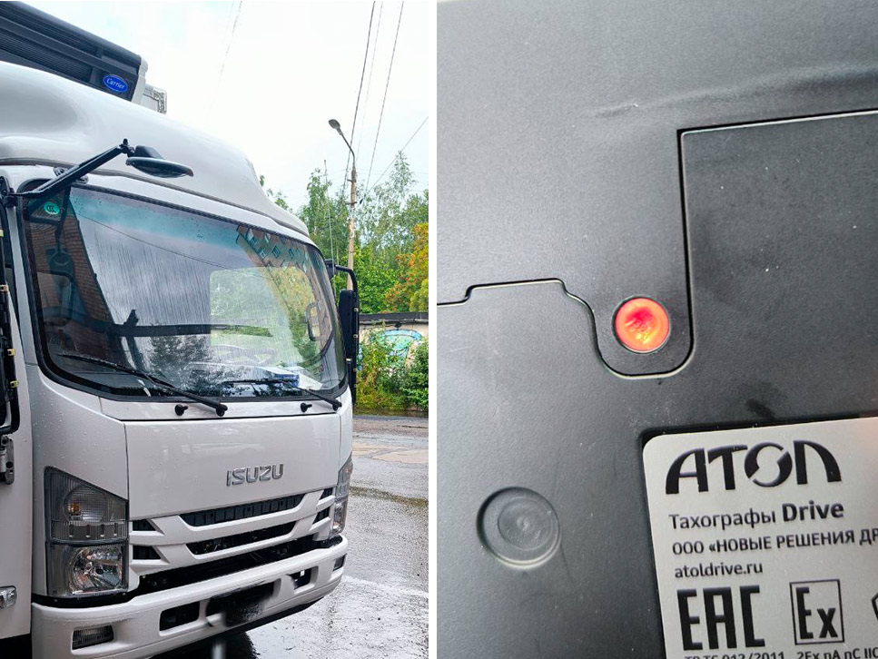 Установка тахографа АТОЛ DRIVE SMART на фургон Isuzu Elf Установка тахографа АТОЛ DRIVE SMART на фургон Isuzu Elf